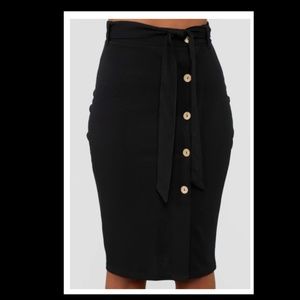 Fashion Nova - LET'S CHAT TIE WAIST SKIRT - BLACK
